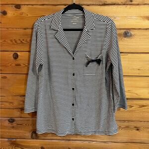 Kate Spade striped Black Bow pajama top-size Large
